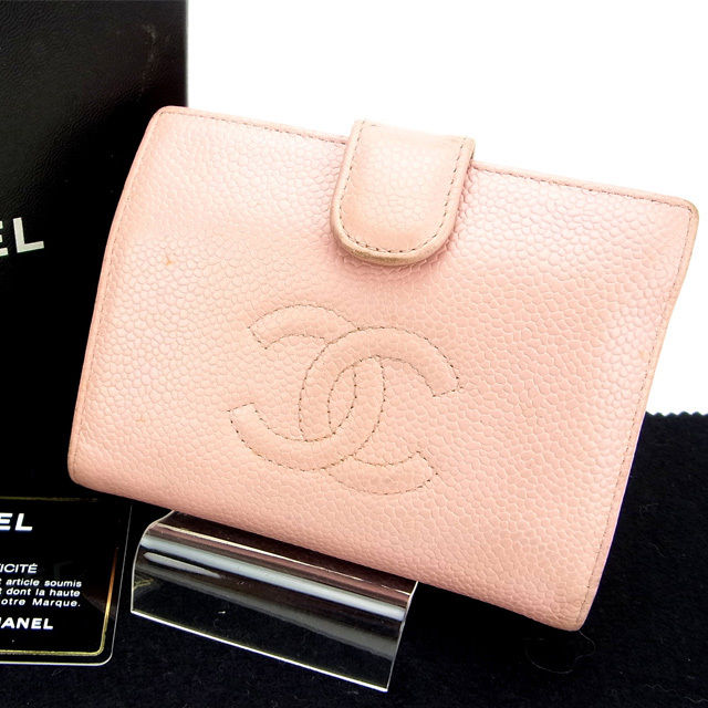 【スプリングセール30％OFF】シャネル がま口 財布 キャビアスキン×ココマーク ピンク CHANEL がま口 財布 サイフ コンパクト 財布 ユニセックス 小物 【シャネル】 C1121 【中古】