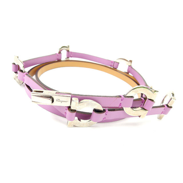 【スプリングセール】サルヴァトーレ フェラガモ ベルト ガンチーニ パープル×シルバー Salvatore Ferragamo 【フェラガモ】 C1245S 【中古】