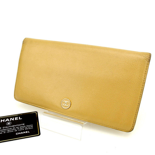 【スプリングセール】シャネル 長財布 ファスナー付き長財布 ココマーク ベージュ CHANEL 長サイフ サイフ 収納 財布 ユニセックス 小物 【シャネル】 D1034 【中古】