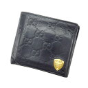 【春の大感謝祭 30％OFF】グッチ 二つ折り財布 グッチシマ ブラック GUCCI 【グッチ】 E850S 【中古】