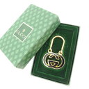 【スプリングセール】グッチ キーホルダー キーリング インターロッキングG ゴールド×ブラック ゴールドメッキGUCCI レディース プレゼント 贈り物 オシャ...