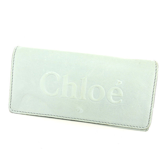 【スプリングセール30％OFF】クロエ 長財布 ファスナー付き長財布 シャドウ ライトブルー×ゴールド レザー Chloe 【クロエ】 T11992S 【中古】