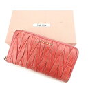 【スプリングセール】ミュウミュウ 長財布 ラウンドファスナー マテラッセ ピンク×ゴールド レザー miumiu 【ミュウミュウ】 L1065S 【中古】