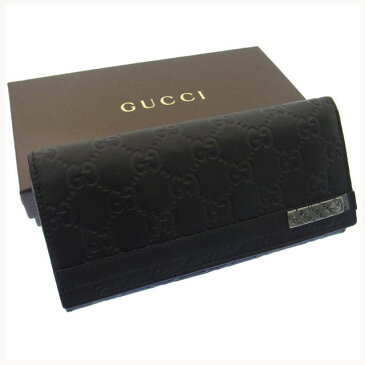 【中古】 グッチ GUCCI 長財布 ファスナー 二つ折り ダブルGロゴプレート付き ブラック×ブラックシルバー レディース メンズ ユニセックス サイフ 小物 ブランド 人気 贈り物 迅速発送 在庫処分 男性 女性 良品 夏 1点物 L181