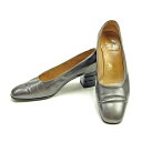 【春の大感謝祭 30％OFF】サルヴァトーレ フェラガモ パンプス #5 12C シルバー レザー Salvatore Ferragamo 【フェラガモ】 L1831S 【中古】