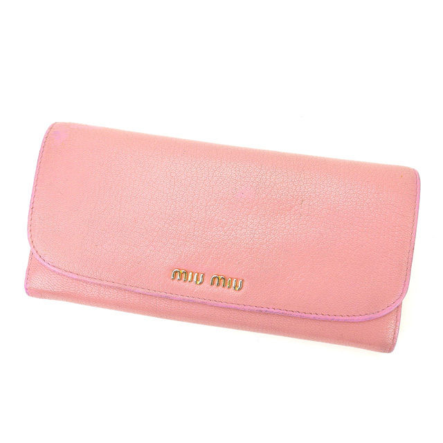 【スプリングセール30％OFF】ミュウミュウ 長財布 ピンク PVC×レザ- miumiu 長サイフ サイフ 収納 財布 ユニセックス 小物 【ミュウミュウ】 M1332 【中古】