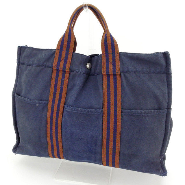 【スプリングセール30％OFF】エルメス トートバッグ ハンドバッグ トートMM フールトゥ ネイビー×ブラウン HERMES 【エルメス】 N463S 【中古】