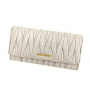 【スプリングセール】ミュウミュウ 長財布 ファスナー付き長財布 マテラッセ グレーベージュ×ゴールド レザー miu miu 長サイフ サイフ 収納 財布 ユニ...