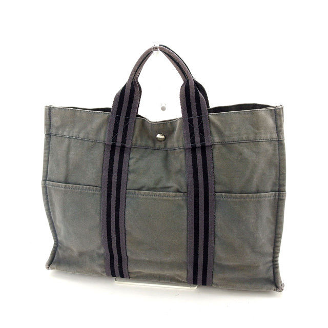 【スプリングセール30％OFF】エルメス トートバッグ ハンドバッグ トートMM フールトゥ グレー×ブラック HERMES 【エルメス】 T13805S 【中古】