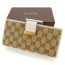 【春の大感謝祭 30％OFF】グッチ 長財布 Wホック GGキャンバス ベージュ×ブラウン×ゴールド GUCCI 【グッチ】 T15959S 【中古】