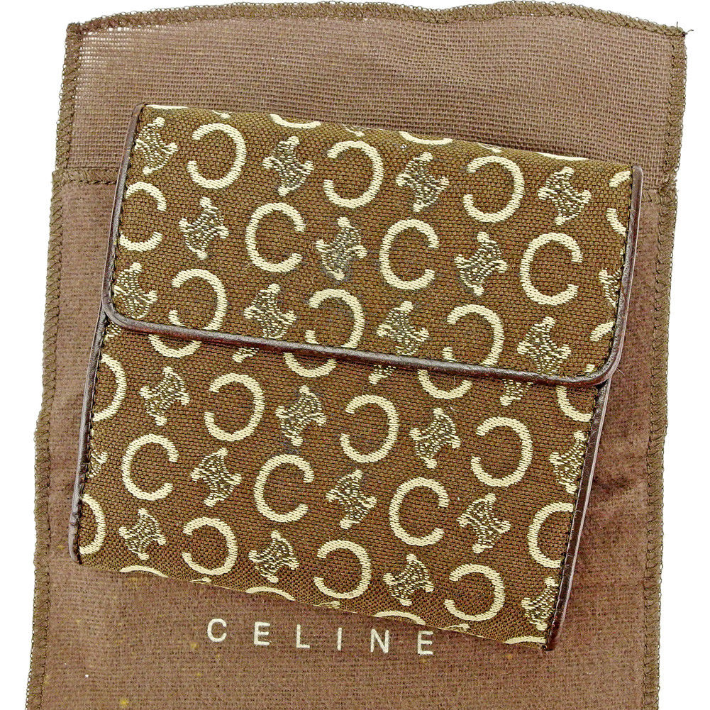 【楽天スーパーSALE40%OFF】セリーヌ Wホック 財布 三つ折り Cマカダム ブラウン×ベージュ キャンバス×レザー CELINE ホックサイフ ホック財布 財布 サイフ 財布 ユニセックス 小物 【セリーヌ】 T12842 【中古】