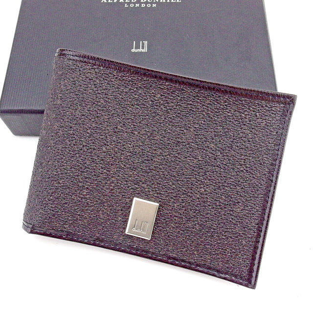 【スプリングセール】ダンヒル 二つ折り札入れ 財布 ブラック PVC×レザーDunhill レディース プレゼント 贈り物 オシャレ 大人 ファッション 【ダンヒル】 T1535 【中古】