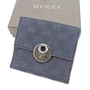 【ウィンターSALE 30%OFF】グッチ Wホック財布 二つ折り 財布 GGキャンバス ブラック×シルバー キャンバス×レザー Gucci ホックサイフ ホック財布 財布 サイフ 財布 ユニセックス 小物 【グッチ】 T2917 【中古】