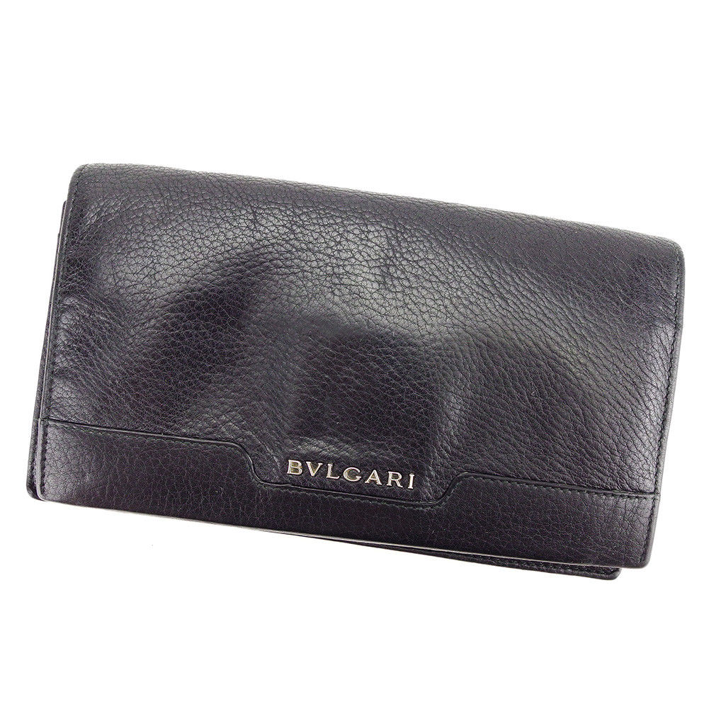 【スプリングセール30％OFF】ブルガリ 長財布 財布 ファスナー付き アーバン ブラック×シルバー レザー BVLGARI 長サイフ サイフ 収納 財布 ユニセックス 小物 【ブルガリ】 T3501 【中古】