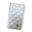 【スプリングセール】シャネル 長財布 ファスナー付き 財布 オールドシャネル アイコンシリーズ シルバー×ブラック レザー CHANEL 【シャネル】 T432...