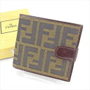 【春の大感謝祭 30％OFF】フェンディ 二つ折り 財布 ズッカ カーキ×ブラック×ブラウン キャンバス×レザー FENDI 二つ折りサイフ 財布 サイフ 収納 財布 ユニセックス 小物 【フェンディ】 T4445 【中古】