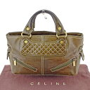 【スプリングセール】セリーヌ トートバッグ トート ハンドバッグ ブギーバッグ カーキ×ゴールド系 レザー CELINE バック 収納 ファッション バッグ 手...