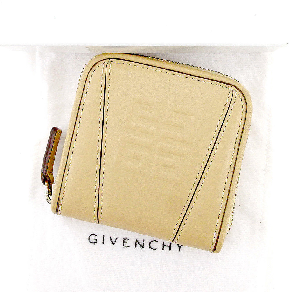 【スプリングセール30％OFF】ジバンシィ コインケース ケース 小銭入れ 4Gロゴ ベージュ シルバー レザー GIVENCHY 【ジバンシィ】 T5309S 【中古】