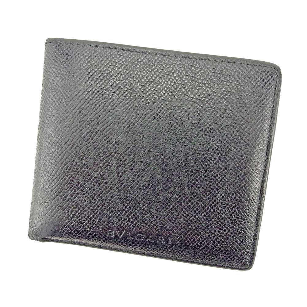 【スプリングセール30％OFF】ブルガリ 二つ折り 財布 ロゴ ブラック レザー BVLGARI 【ブルガリ】 T5381S 【中古】