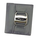 【スプリングセール30％OFF】サルヴァトーレ フェラガモ 三つ折り 財布 ヴァラ ブラック シルバー レザー Salvatore Ferragamo 【フェラガモ】 T5410S 【中古】