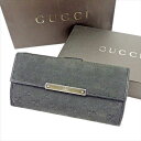 【ウィンターSALE 30%OFF】グッチ 長財布 財布 Wホック GGキャンバス ブラック シルバー キャンバス×レザー GUCCI 【グッチ】 T5746S 【中古】