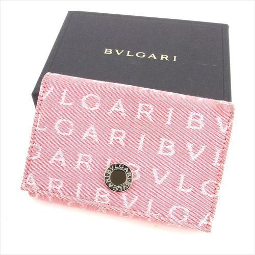 【スプリングセール30％OFF】ブルガリ カードケース カード 名刺入れ ロゴマニア レッド キャンバス×レザー BVLGARI 【ブルガリ】 T5906S 【中古】