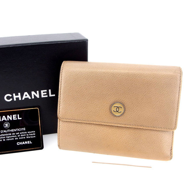 【スプリングセール30％OFF】シャネル 三つ折り財布 ココボタン ベージュ CHANEL 【シャネル】 T14518S 【中古】