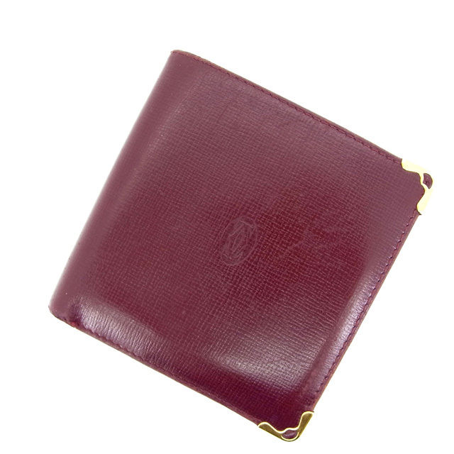 【スプリングセール】カルティエ 二つ折り財布 マストライン ボルドー Cartier 二つ折りサイフ 財布 サイフ 収納 財布 二つ折り財布 ユニセックス 小物 【カルティエ】 T15422 【中古】