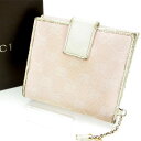 【スプリングセール】グッチ Wホック財布 チャームツキ GGキャンバス ホワイト×ピンク GUCCI ホックサイフ ホック財布 財布 サイフ 財布 ユニセックス 小物 【グッチ】 T13418 【中古】(4)