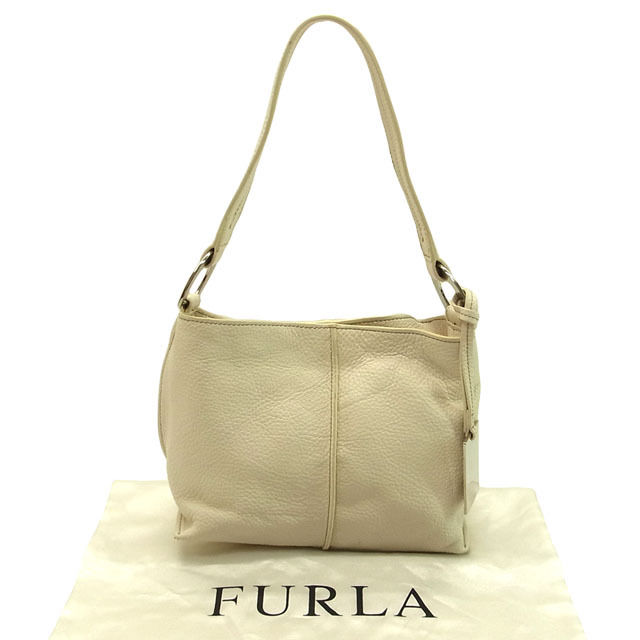 【スプリングセール30％OFF】フルラ ショルダーバッグ ミニサイズ ロゴプレートチャーム付き ロゴ ホワイト×シルバー FURLA バッグ バック 肩掛け 収納 バッグ 【フルラ】 T11552 【中古】