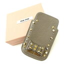 【春の大感謝祭 30％OFF】ミュウミュウ iPhone4 5 SE リボンモチーフ付き スタッズ シルバー miumiu レディース プレゼント 贈り物 オシャレ 大人 ファッション 【ミュウミュウ】 T13748 【中古】