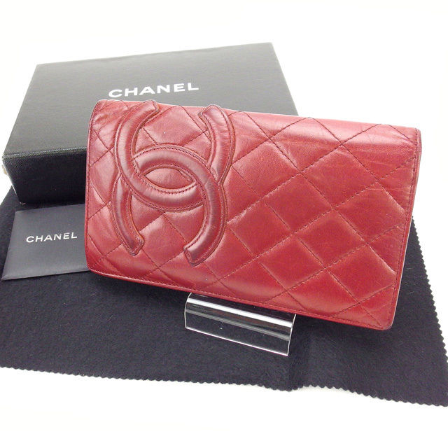 【スプリングセール30％OFF】シャネル 長財布 ファスナー付き長財布 カンボンライン ボルドー CHANEL 【シャネル】 T11297S 【中古】