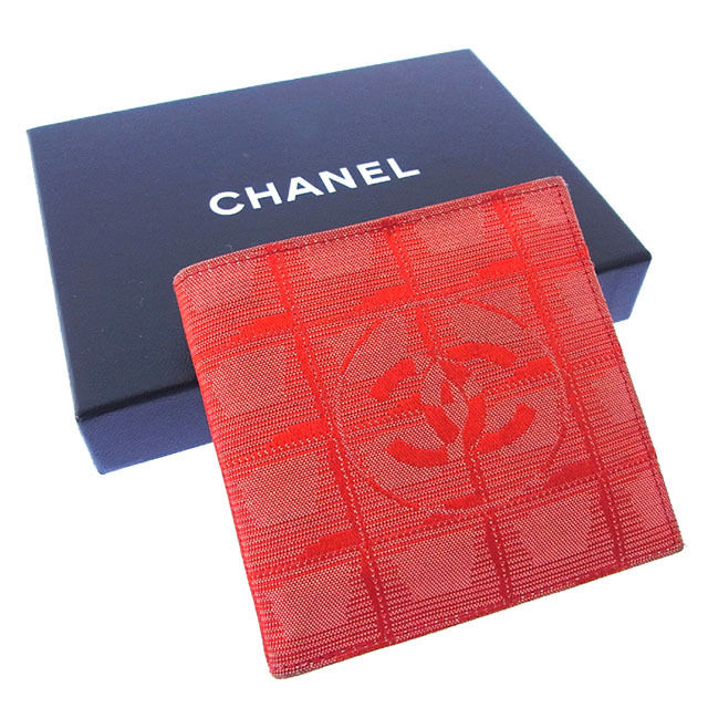 【スプリングセール】シャネル 二つ折り財布 コンパクトサイズ ニュートラベルライン レッド系 CHANEL 二つ折りサイフ 財布 サイフ 収納 財布 二つ折り財布 ユニセックス 小物 【シャネル】 T10975 【中古】
