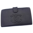 【スプリングセール】シャネル 長財布 がま口 二つ折り ココマーク ブラック×ゴールド CHANEL 長サイフ サイフ 収納 財布 ユニセックス 小物 【シャネ...