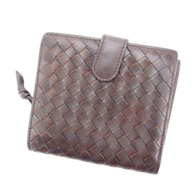 【スプリングセール30％OFF】ボッテガ ヴェネタ 二つ折り財布 ラウンドファスナー イントレチャート ブラウン BOTTEGA VENETA 【ボッテガ・ヴェネタ】 T10844S 【中古】