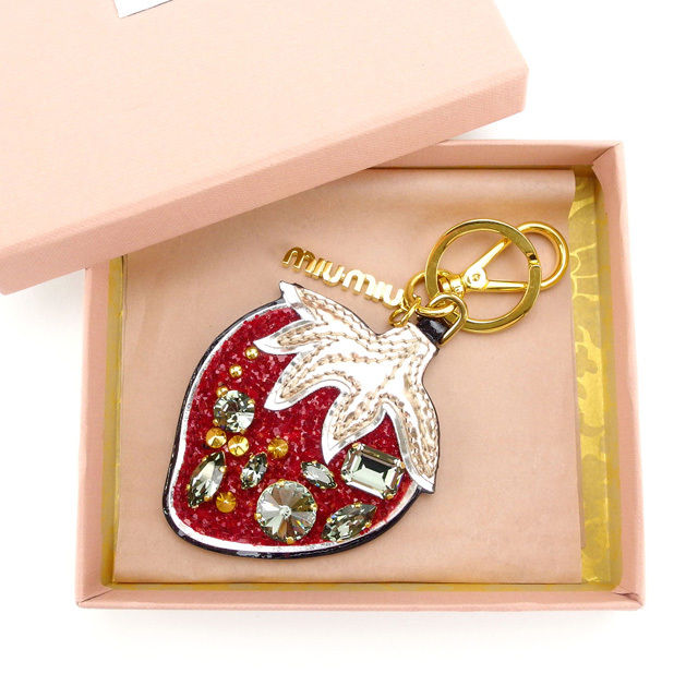 【スプリングセール】ミュウミュウ キーリング ビジュー miumiu 【ミュウミュウ】 T14911S 【中古】