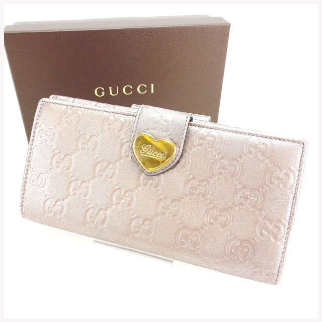 【スプリングセール】グッチ 長財布 Wホック グッチシマ GUCCI 長サイフ サイフ 収納 財布 ユニセックス 小物 【グッチ】 T11086 【中古】