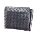 【ウィンターSALE 30%OFF】ボッテガ ヴェネタ 二つ折り札入れ コンパクトサイズ イントレチャート ブラック BOTTEGA VENETA 【ボッテガ・ヴェネタ】 T12127S 【中古】