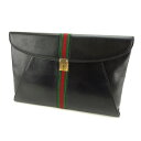 【スプリングセール】グッチ ドキュメントケース 書類ケース シェリー ブラック×レッド×グリーン GUCCI 【グッチ】 T14829S 【中古】