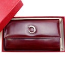 【スプリングセール】カルティエ 長財布 三つ折り パンテール ボルドー×シルバー Cartier 【カルティエ】 T11225S 【中古】