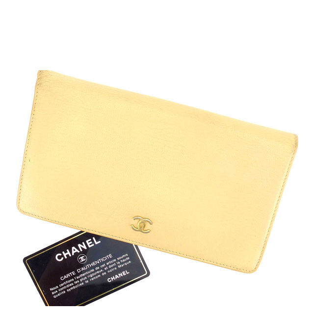 【スプリングセール】シャネル 長財布 ココボタン ベージュ CHANEL 長サイフ サイフ 収納 財布 ユニセックス 小物 【シャネル】 T15328 【中古】