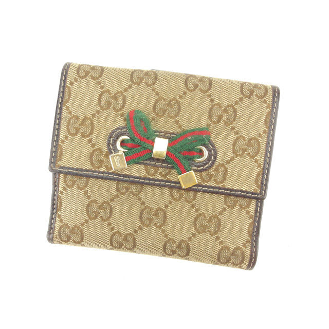 【スプリングセール30％OFF】グッチ Wホック財布 GGキャンバス ブラウン×ベージュ GUCCI 【グッチ】 T11009S 【中古】