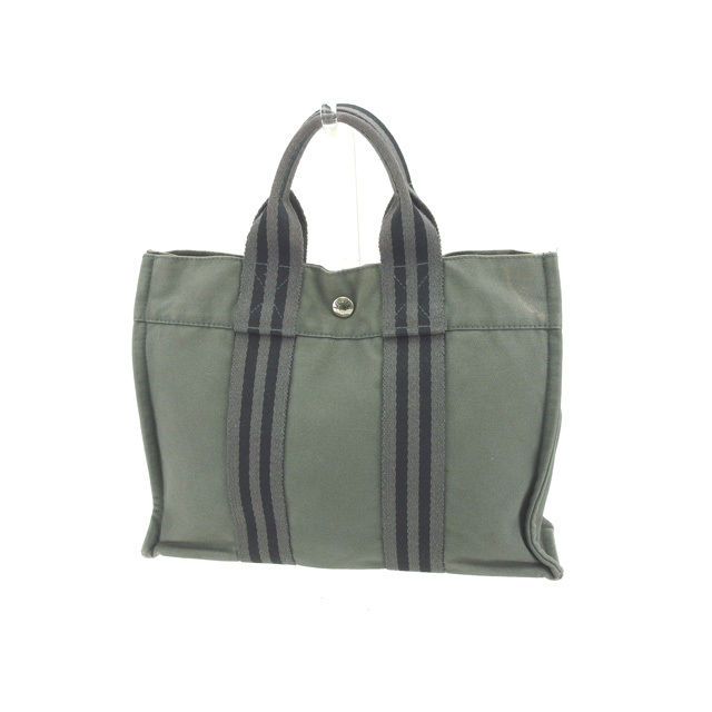 【スプリングセール30％OFF】エルメス トートバッグ ハンドバッグ トートPM フールトゥ グレー×ブラック HERMES 【エルメス】 T13008S 【中古】