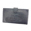 【スプリングセール】シャネル 長財布 がま口 ココマーク ブラック×ゴールド CHANEL 長サイフ サイフ 収納 財布 ユニセックス 小物 【シャネル】 T1...