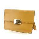 【スプリングセール】ロエベ セカンドバッグ クラッチバッグ ロゴプレート キャメル×シルバー LOEWE 【ロエベ】 T16243S 【中古】