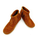 【スプリングセール】ミネトンカ ブーツ シューズ 靴 ♯6 アンクル コンチョ フェザー キャメル系 Minnetonka 【ミネトンカ】 T11274S 【中...