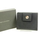 【スプリングセール】ブルガリ Wホック財布 ブルガリ ブラック レザー BVLGARI 【ブルガリ】 T14740S 【中古】