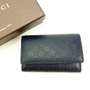 【スプリングセール】グッチ キーケース 6連キーケース マイクロGG ネイビー レザー Gucci 【グッチ】 T11702S 【中古】