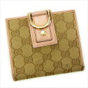 【スプリングセール30％OFF】グッチ 二つ折り財布 ラウンドファスナー GGキャンバス ピンク×ベージュ キャンバス×レザー Gucci 【グッチ】 T14111S 【中古】