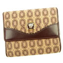 【スプリングセール】アナスイ Wホック財布 ボルドー×ベージュ キャンバス×レザー ANNA SUI 【アナスイ】 T16464S 【中古】